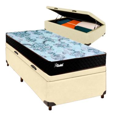 Imagem de Cama + Bau Blindado E Colchão Molas Ensacadas Solteiro - Life Gold Paropas