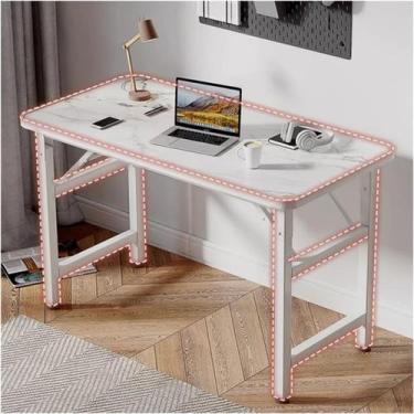 Imagem de Mesa Dobravel Escritorio Tampo Tipo Marmore Branco 80*40*75cm RE276 Sn