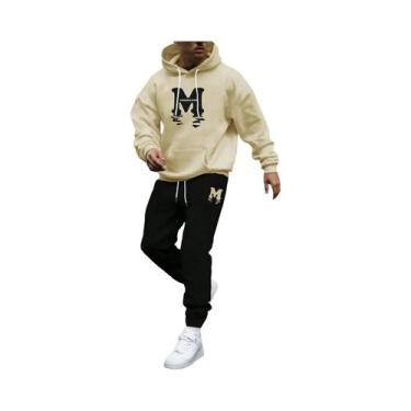 Imagem de Conjunto De Moletom Masculino Para Outono E Inverno Com Capuz E Cordão