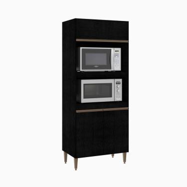 Imagem de Torre Quente Forno e Microondas Para Cozinha Milão Menu Móveis Preto