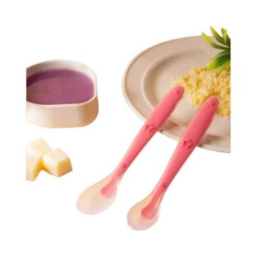Imagem de Conjunto De Colheres De Silicone Para Bebês 2 Peças Com Padrão De Estr