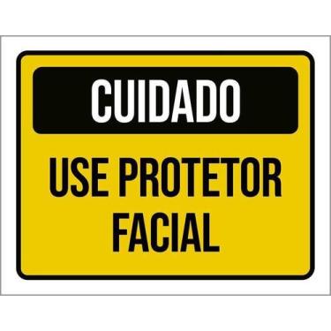 Imagem de Kit 10 Placa Acm Cuidado Use Protetor Facial 18X23 - Sinalizo