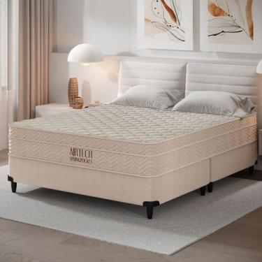 Imagem de CAMA BOX QUEEN SIZE ORTOBOM AIRTECH MOLAS ENSACADAS 158x198x61CM BEGE