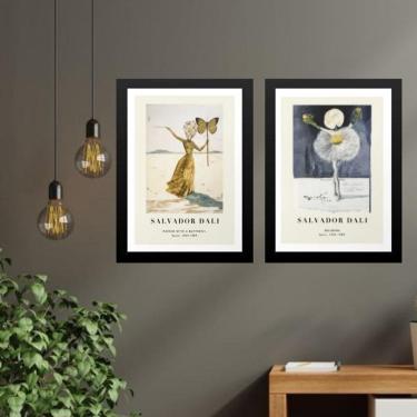 Imagem de Kit 2 Quadros Obras Salvador Dalí - Mulheres 33X24Cm - Vidro