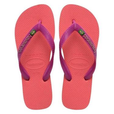 Imagem de Chinelo Havaianas Brasil Original Logo Coral Rosa Top, 35-36 BR