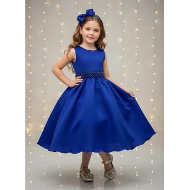 Imagem de Vestido Infantil Azul Royal com Strass para Daminhas de Festas - no-br