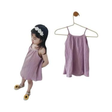 Imagem de Vestido De Verão Para Menina, Muslin De Algodão Respirável, Sem Mangas