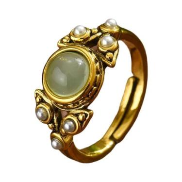 Imagem de Conjunto De Anel E Brincos Ajustáveis De Metal Cobre Com Pérolas Imita