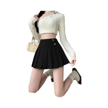 Imagem de Saia Plissada De Corduroy Feminina Estilo Universitário Casual Retro C