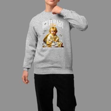 Imagem de Moletom Gola Careca Basico Masculino Casual Moda De Rua Inverno Blusa 