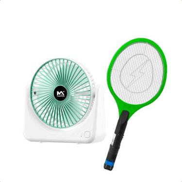 Imagem de Ventilador de Mesa USB Recarregável 3 Velocidades e Raquete Elétrica M