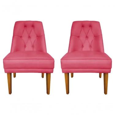 Imagem de Kit 2 Cadeira Para Sala De Jantar Escritório Estofada Berlim Retro Suede Rosa Pink Eli...