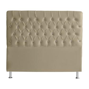 Imagem de Cabeceira Para Cama Box Paris Casal 140 cm Suede Capitonê Botão Strass Bege Do Lar Móve...