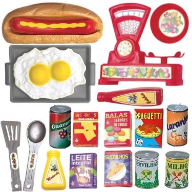 Imagem de Kit Cozinha Infantil Brinquedo Faz de Conta com Comidinhas e Utensílios - 25 Peças
