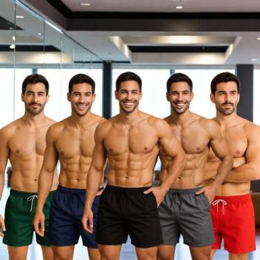 Imagem de KIT 5 Shorts Bermudas Academia Treino Corrida Masculina TACTEL GROSSO 