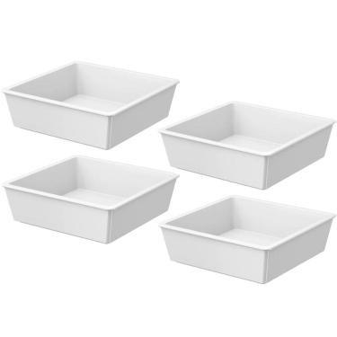 Imagem de Kit 4 Tigelas Retangulares Brancas Servir Lanches Molhos 230ml Travessas Pequenas Fundas Coza