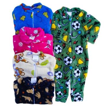 Imagem de Macacão Bebê Inverno em Soft Premium Quentinho Menino ou Menina P ao 3