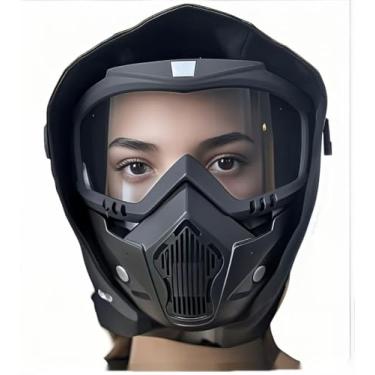 Imagem de Máscara De Airsoft Máscara Facial De Balaclava,capacete De Motocicleta Óculos De Equitação Com Máscara Facial RemovívelÓculos Anti-nevoeiro,cs Games,terno, black, One Size