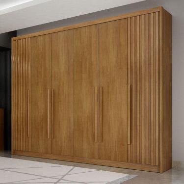 Imagem de Guarda Roupa Casal Ripado Ambiente Bragança 6 Portas 6 Gavetas Cumaru 23 – Novo Horizonte