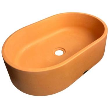 Imagem de Cuba Rustica Sobrepor Lavabo Apoio Banheiro Oval Concreto Grande Terra