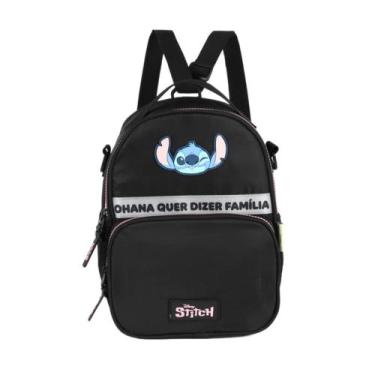 Imagem de Mini Mochila Térmica Stitch Ohana Preto Luxcel Lançamento 2026