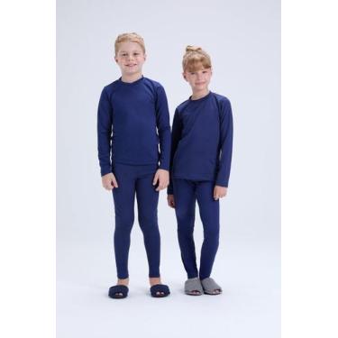 Imagem de Conjunto infantil blusa + calça térmica marinho - Vida Costeira Oficia