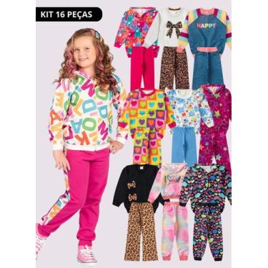 Imagem de Kit Sortido 16 Peças de Roupas Infantis Menina Inverno - 8 Conjuntos -