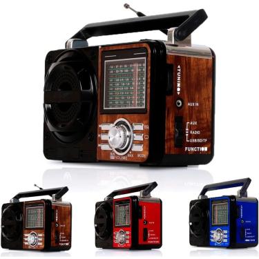 Imagem de Rádio Portátil Lelong LE-610 AM-FM com Bluetooth USB SD MP3 Bivolt com Lanterna e Saída...