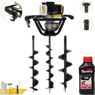 Imagem de Perfurador de Solo PSL517 à Gasolina 51,7CC 1,8HP com Brocas 80X20CM e 80X15CM Amarelo Lynus