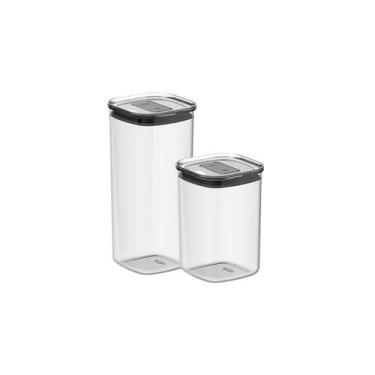 Imagem de Kit de Potes Herméticos Ou Quadrados 2 Peças Linha Duo Lock, Branco