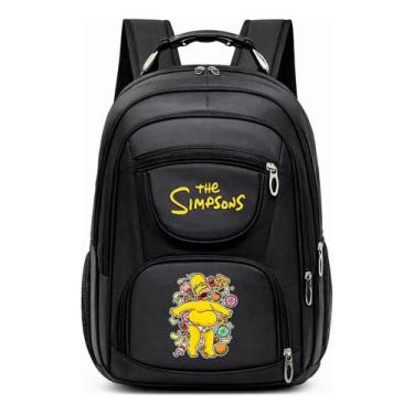 Imagem de Mochila Grande Reforçada Com Alça de Aço Desenho Animada Amarelo Simps