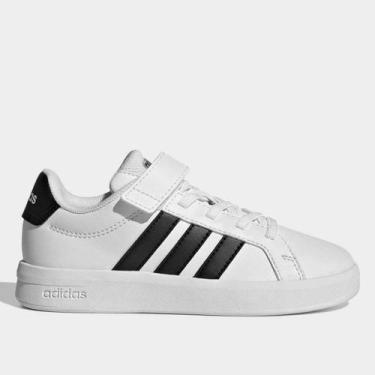Imagem de Tênis Infantil Adidas Grand Court 3.0, Branco, Preto, 30