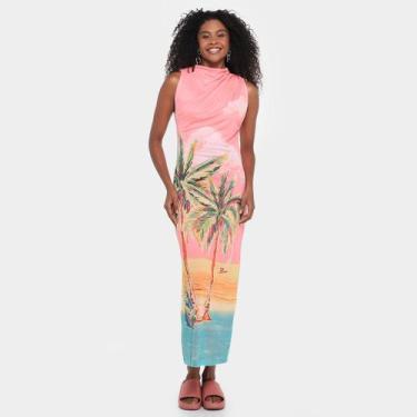 Imagem de Vestido Farm Coqueirao I, Rosa, Preto, P