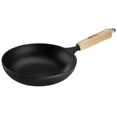 Imagem de Frigideira Wok 18 cm 0,8 L em Ferro Fundido e Cabo de Madeira Panela Mineira