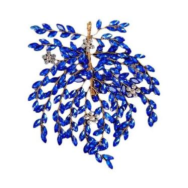 Imagem de Tiara De Cristal Com Pérolas E Strass Azul Para Mulheres, Acessório De