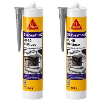 Imagem de Kit 2 Selantes PU 40 SikaSeal 142 Cinza 360g Profissional