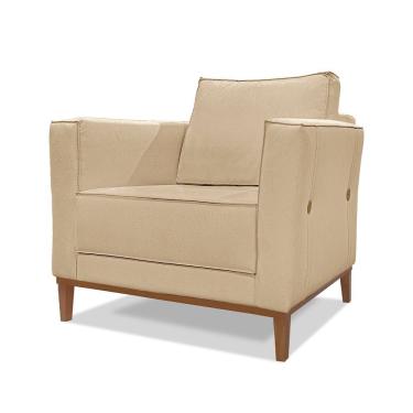 Imagem de Poltrona Decorativa Riva para Sala de Estar Linho Confortável Dourado Loja Sheep