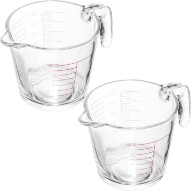 Imagem de 2 Jarras Medidoras 500ml Vidro com Alça Marcação Lyor Copo Medidor para Receitas