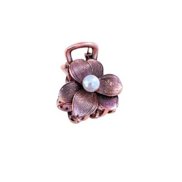 Imagem de Mini Piranha de Flor em Metal com Pérola Central - Pistache Acessórios