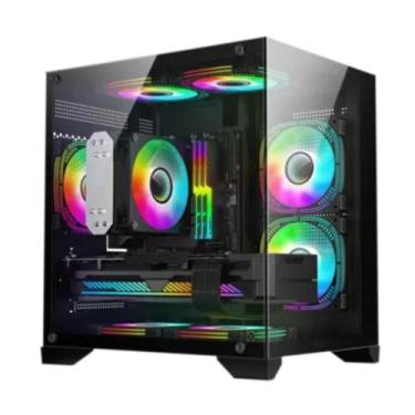 Imagem de Gabinete Gamer Cubo Em Vidro Temperado Com Fans Rgb - Hayom