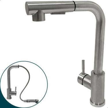 Imagem de Torneira Cozinha Monocomando Inox 304 Escovado Pia Gourmet Misturador 