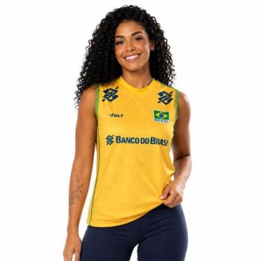 Imagem de Camisa Regata de Vôlei Brasil Oficial 2026 Amarela Feminina - Volt, Am