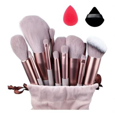 Imagem de Pincel de Maquiagem Kit Profissional 13 Peças com Estojo e Esponja para Pó MAANGE835 Branco
