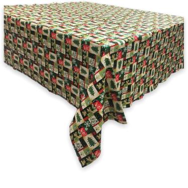 Imagem de Toalha de Mesa de Natal Estampada Quadrada em Algodão 1,40m - Modelo 5