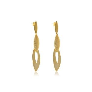 Imagem de Brinco Grande De Folhas Sobrepostas Folheado Em Ouro 18k
