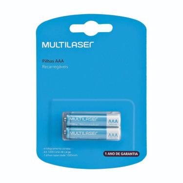 Imagem de Pilhas Recarregáveis Multilaser Aaa 1000Mah - 2Un - Cb051