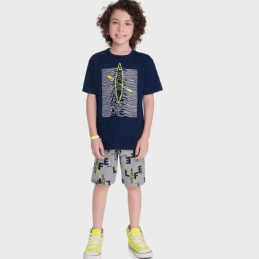 Imagem de Conjunto Infantil Verão Menino Camiseta e Bermuda Canoa 2 peças Tam 4 a 12 - Kyly
