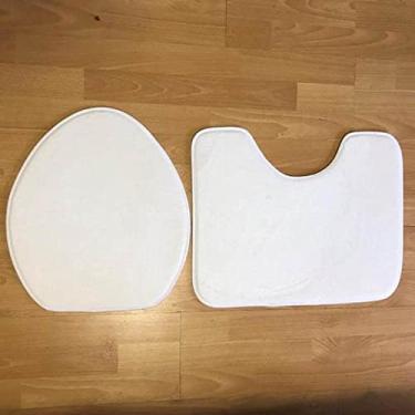 Imagem de Conjunto de 3 tapetes de banho macios antiderrapantes 2 peças tapete de paralelepípedos tapete de banheiro absorventes tapetes de banho tampa de vaso sanitário piso, branco, 2 peças
