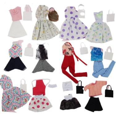 Imagem de Kit 20 Roupas Roupinhas Look Conjuntos Para Boneca Barbie - Rose Roupa