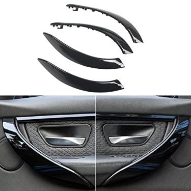 Imagem de FINMOKAL 4 Peças Guarnição Da Tampa Do Painel Da Maçaneta Da Porta Interna Preta Para BMW 3 4 Series 3Gt F30 2013-2018